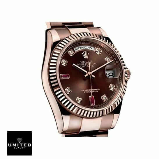 Rolex Day-Date 128235 AR Rose Gold Wrapped Chocolate Dial Replica 1 Rolex ladies Day-Date 128235 AR Stainless Steel With Rose Gold Wrapped Chocolate Dial Replica