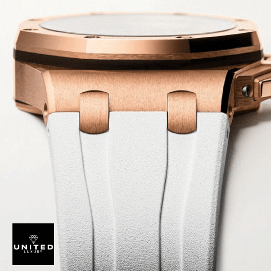 Audemars Piguet Royal Oak Offshore 26408OR.OO.A010CA.01 Replica 5 Audemars Piguet Royal Oak White Rubber Bracelet Replica white background