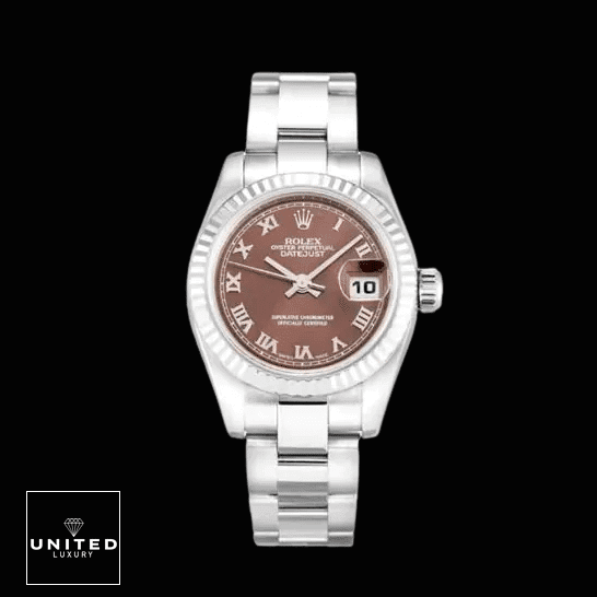 Rolex Lady Datejust Replica 1 Rolex Datejust 179179 Bronze Dial Oyster Replica Black Backgorund