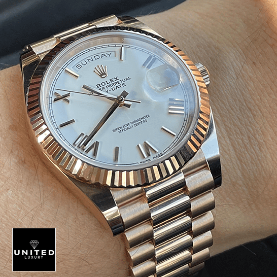 DayDate President 118235 Replica 6 Rolex Day-Date President 118235f-0024 White Dial Replica on his arm
