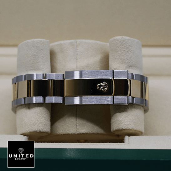 Rolex 126303 Replica 5 Rolex 126303-0015 Gold Stainless Steel Oyster Replica reverse view in rolex box