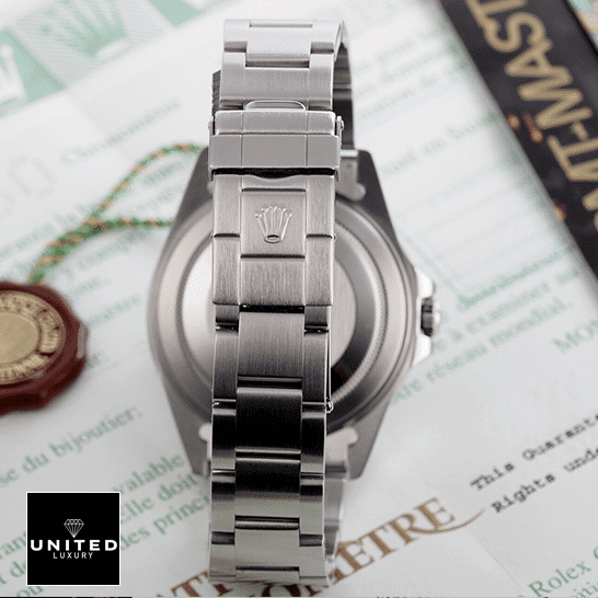 Rolex GMT-Master II Red & Black Bezel Black Dial Coke 16710 Oyster Replica 3 Rolex GMT-Master II Coke 16710 Replica Backside Oyster Bracelet Fold Clasp on the Rolex logo