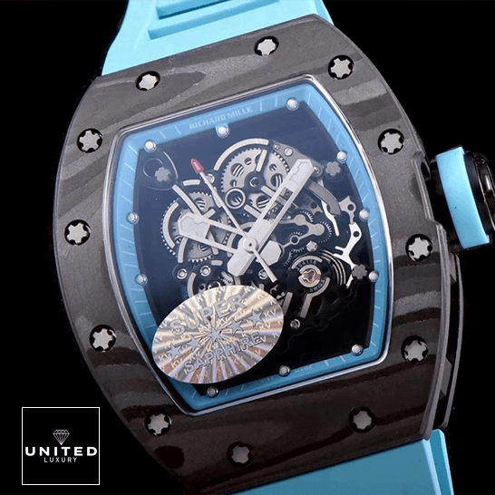 Richard Mille Skeleton Replica 1 Richard Mille RM055 Carbon Bezel Skeleton Dial Replica black background