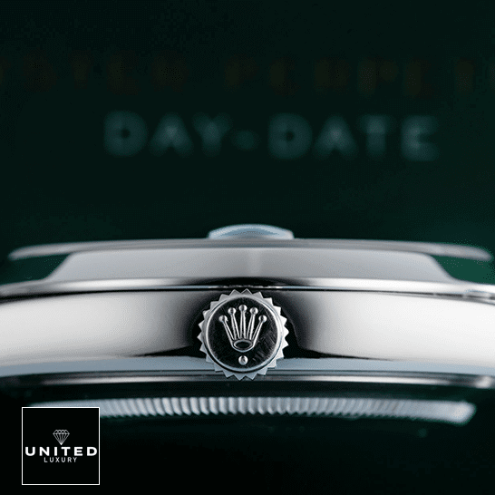 Rolex Oyster Day-Date 228206 Replica 3 Rolex Day-date 228206 stainless steel replica rolex logo on push button