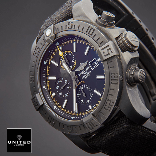 Breitling Super Avenger II Black Steel M133711A/BF30 Replica 6 Breitling Super Avenger M133711ABF30 Black Bezel Replica side view