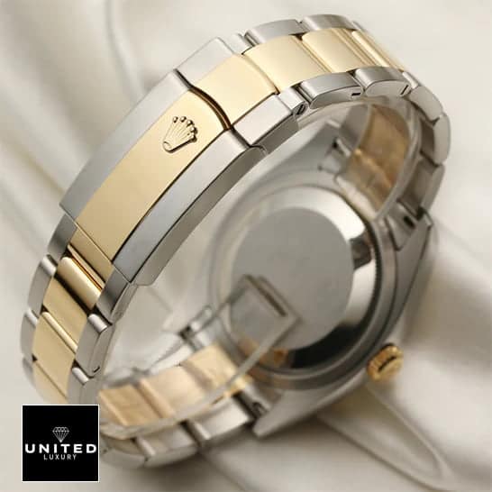 Rolex Datejust Yellow Gold Black Dial 116203 Oyster Replica 4 Rolex Datejust 116203 Replica Two Tone Fold Clasp on the Rolex logo
