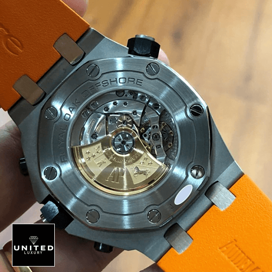 Audemars Piguet Royal Oak Orange 26703ST.OO.A070CA.01 Replica 5 Audemars Piguet Royal Oak Offshore Steel Mechanism Case Replica upside view