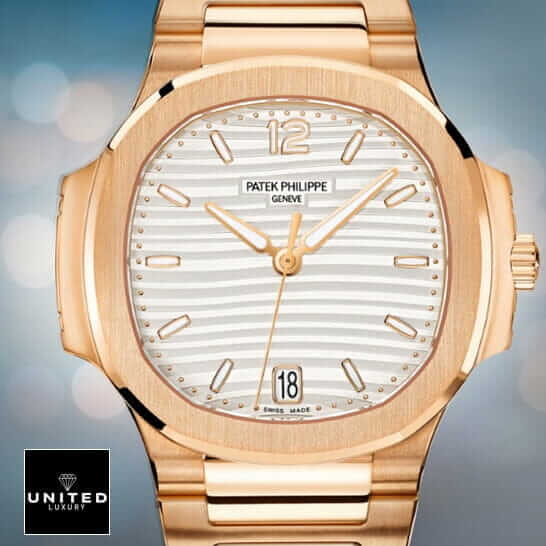 Patek Philippe Rose White Replica 5 Patek Philippe White Dial Rose Gold Replica white background front view