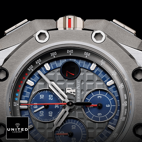 AP Schumacher Replica 2 Audemars Piguetr Grey Blue Dial Carbon Case Replica red second hand