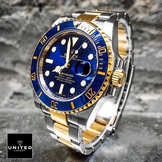 Rolex Submariner Date Two Tone Blue Dial 16613 Replica 6 Rolex Submariner Date Two Tone Blue Dial 16613 Replica on the table