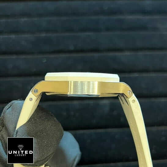 AP Royal Silver Ladies Replica 3 AP Royal Oak Silver Ladies Replica side view on the hand