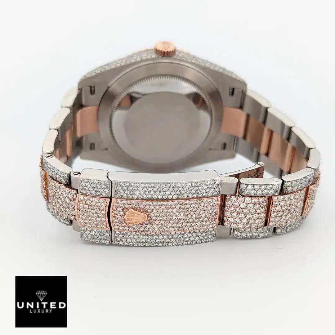 Rolex Datejust Two Tone Jubilee Fully Iced Out 126303 Replica 2 Rolex Datejust 126303 Replica two-tone Oyster Bracelet Fold Clasp