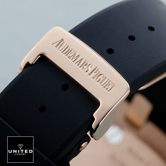 AP Royal Oak Rose Replica 7 Audemars Piguet Royal Oak Black Rubber Bracelet Steel Clasp Replica