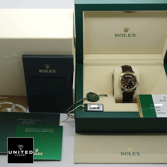 Rolex Day-Date 118135 V5 Brown Dial Replica 7 Rolex Day-Date 118139 Replica Rolex in box with warranty card