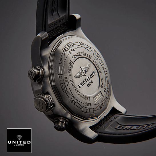 Breitling Super Avenger II Black Steel M133711A/BF30 Replica 4 Breitling Super Avenger M133711ABF30 Black Steel Case Replica upside view