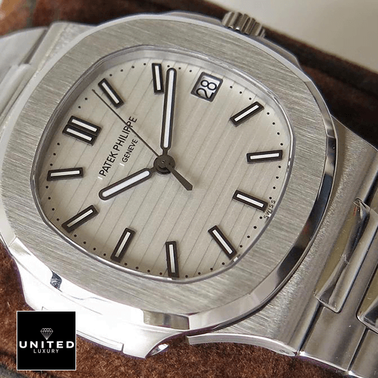 Patek Nautilus 5711/1A-011 Replica 7 Patek Philippe Nautilus Geneve 57111A-011 White Dial Steel Case Replica front view