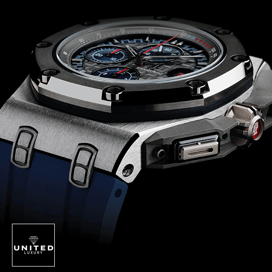 AP Schumacher Replica 6 Audemars Piguet Royal Oak Steel Case Blue Rubber Bracelet Replica black background