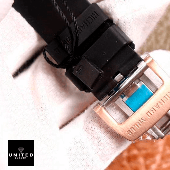 Richard Mille Red Replica 5 Richard Mille RM011 Black Rubber Bracelet Replica opened clasp