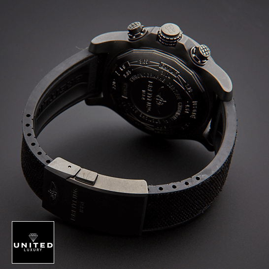 Breitling Super Avenger II Black Steel M133711A/BF30 Replica 5 Breitling M133711ABF30 Super Avenger Black Buckle Bracelet Replica grey backgorund