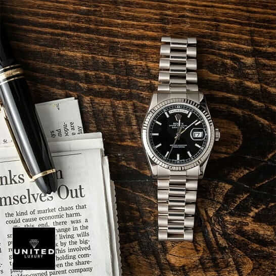 Rolex Day-Date Fluted Replica 1 Rolex Day-Date 118239 Replica on the table