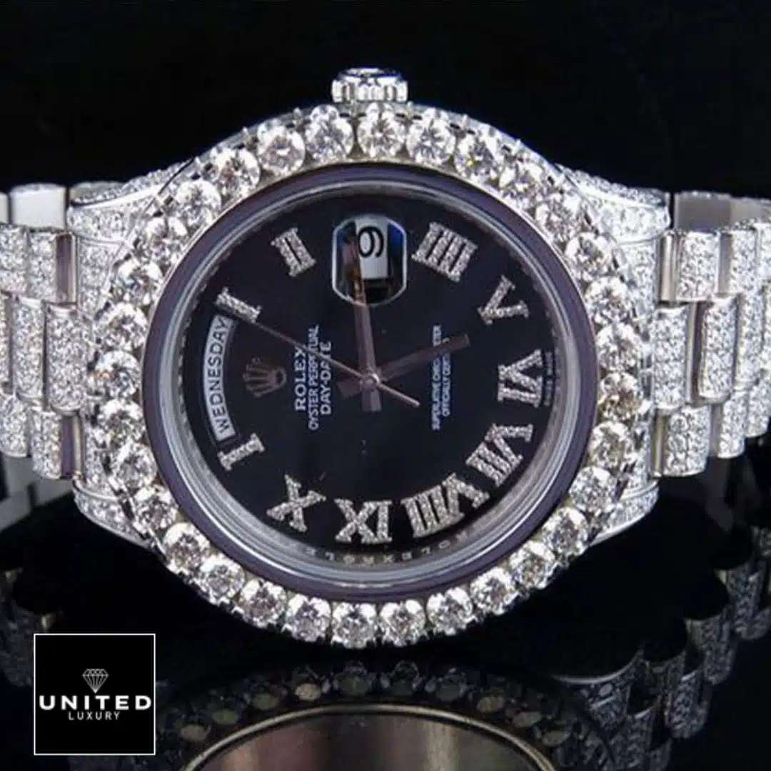 Rolex Day-Date 218239 Fully Iced Out Replica 2 Rolex Day-Date II White Gold Gem-Set Bezel 218239 Replica