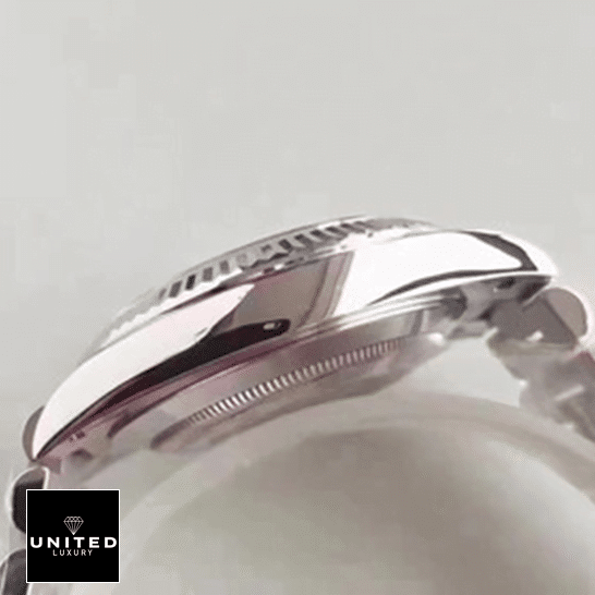 Rolex Silver Replica 3 Rolex Day-Date 228239 Silver Case Replica Left Side