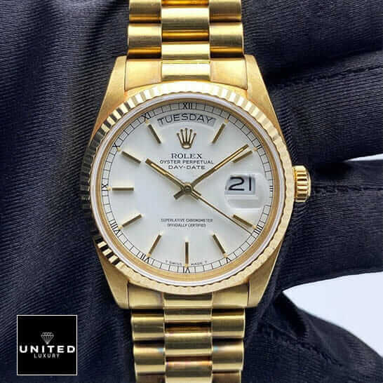 Rolex Ivory Replica 1 Rolex Day-Date 40 228239 EW Stainless Steel White Gold Dial Oyster Replica