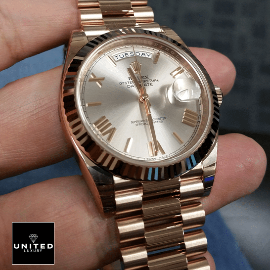 Rolex Day-Date 228235 AR Rose Gold Wrapped Rhodium Dial Replica 3 Rolex Day-Date 228235 AR Stainless Steel With Rose Gold Wrapped Rhodium Dial Replica