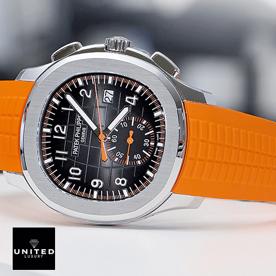 Patek Philippe Chronograph Replica 2 Patek Philippe Aquanaut Orange Rubber Bracelet 5968A-001 Replica orange second hand