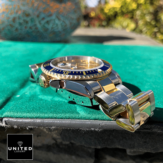 Rolex Submariner Serti Two Tone Stainless Steel Gold Diamond 16613 Replica 7 Rolex Submariner 16613 Two Tone Bracelet Stainless Steel Gold Crown Pusher Replica