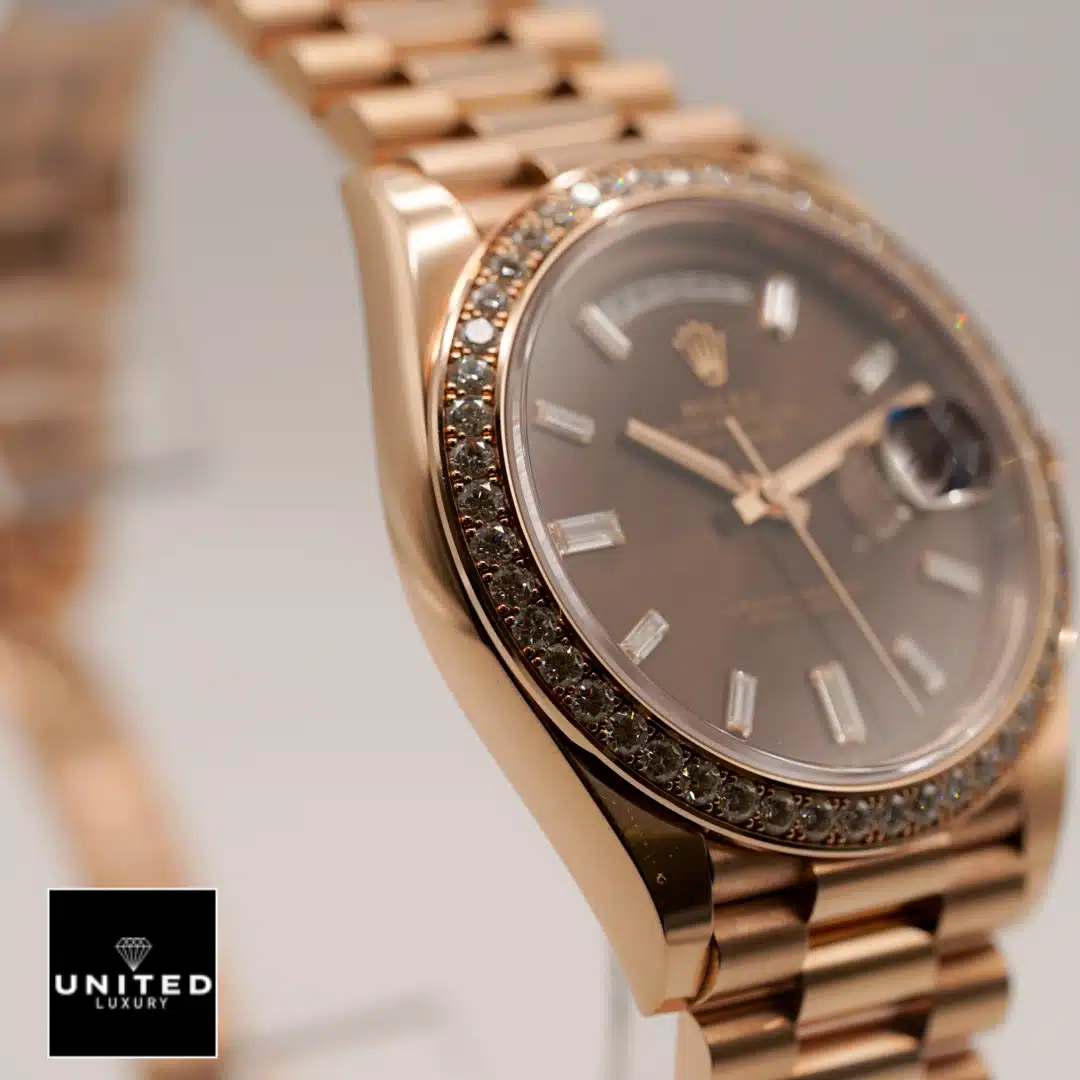 Rolex Day-Date 228345RBR Chocolate Dial Diamond Bezel Replica 4 Rolex Day-Date 40 Gem-Set Bezel 228345RBR Replica