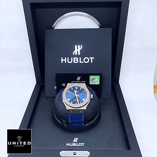 Blue Titanium Replica 1 Hublot 565.NX_.7170.LR Classic Fusion Automatic Blue Dial Replica in the box