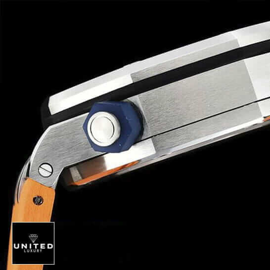 Orange Fake Audemars Piguet 5 Audemars Piguet 15710 Royal Oak Stainless Steel Case Replica black background