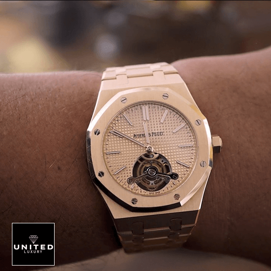 Royal Oak Tourbillon Replica 1 Ap Royal Oak Tourbillion Gold Replica on the man wrist