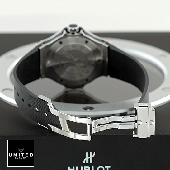 Hublot Diamond Bezel Replica 5 Hublot Big Bang Steel Case Black Rubber Bracelet Replica opened steel clasp