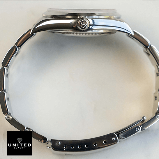 Rolex Air King 14000 Stainless Steel White Dial Replica 8 Rolex 14000 Stainless Steel Oyster Bracelet Replica side view crown / push button