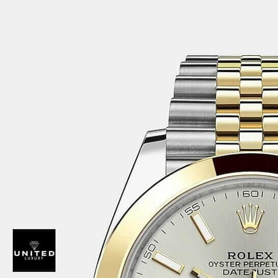 Yellow Gold Datejust Replica 7 Rolex Datejust 41 126303-0002 Two Tone Jubilee Bracelet Replica white background