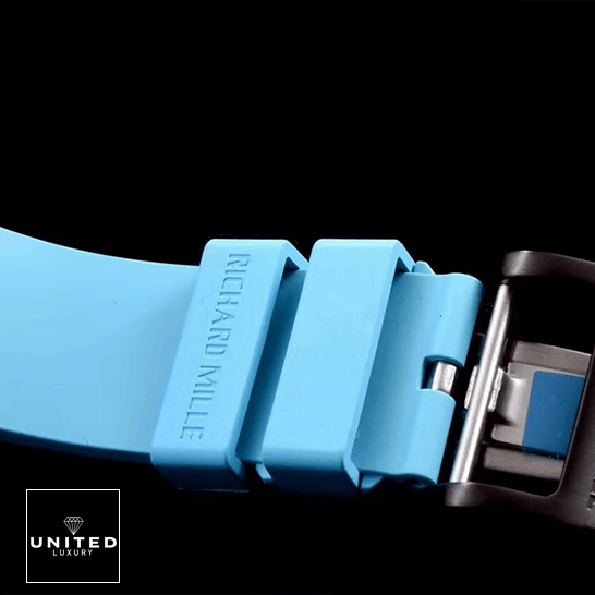 Richard Mille Skeleton Replica 5 Richard Mille RM055 Blue Rubber Bracelet Replica black background