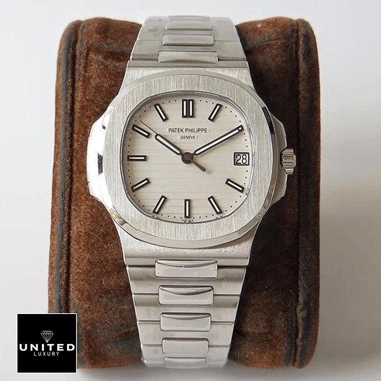 Patek Nautilus 5711/1A-011 Replica 5 Patek Philippe Geneve 57111A-011 White Dial Steel Bracelet Replica front view