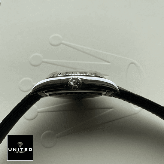 Rolex Day-Date 118139-0004 V5 Stainless Steel Blue Dial Replica 3 Rolex Day-Date 118139-0004 V5 Stainless Steel Crown Pusher Replica Right Side