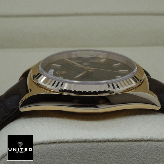 Rolex Day-Date 118135 V5 Brown Dial Replica 11 Rolex Day-Date 118139 V5 Stainless Steel Case Left Side Replica