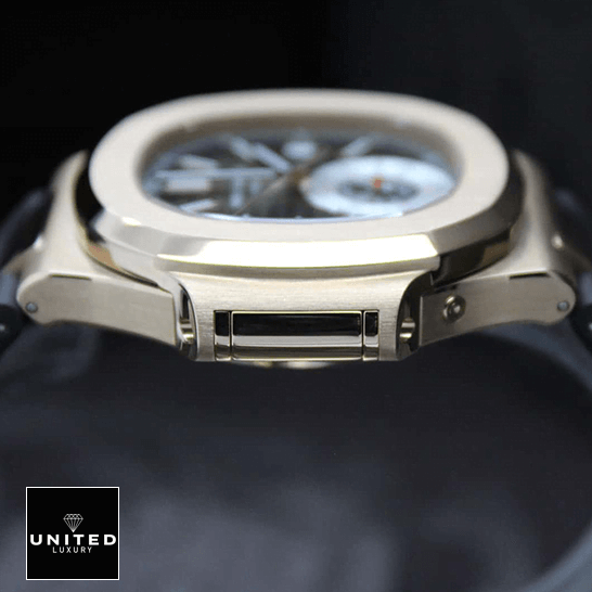 Patek Philippe Nautilus Rose Leather Replica 4 Patek Philippe Nautilus Rose Gold Bezel Replica side view