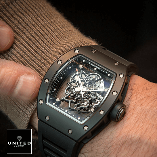 RM055 Black Replica 2 Richard Mille RM055 Skeleton Black Replica on the wrist
