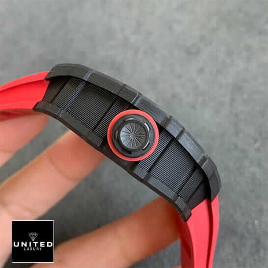 RM3502 Red Carbon Replica 5 Richard Mille RM3502 Red Carbon Replica side view crown / push button