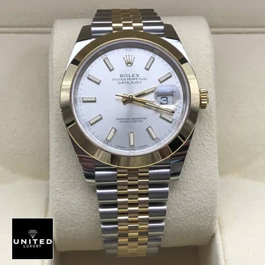 Yellow Gold Datejust Replica 1 Rolex Datejust 41 126303-0002 Yellow Gold Bezel Two Tone Bracelet Replica in box