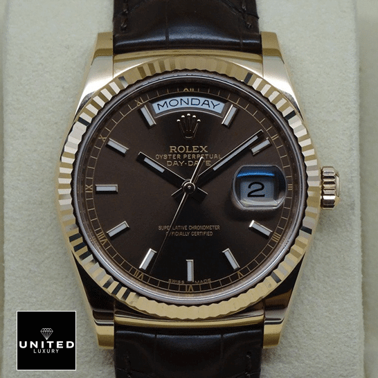 Rolex Day-Date 118135 V5 Brown Dial Replica 2 Rolex Day-Date 118139 V5 Chocolate Dial Replica