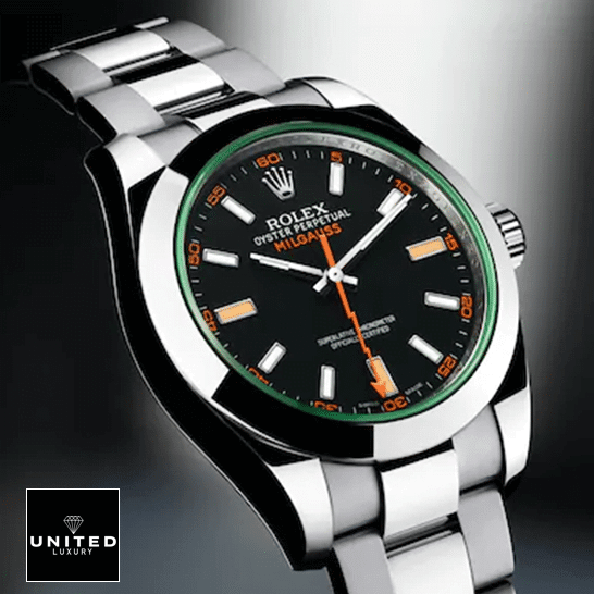 Rolex Milgauss Black Dial Green Crystal M116400GV-0001 Oyster Replica 3 Rolex Milgauss M116400GV Green Crystal Stainless Steel Oyster Replica
