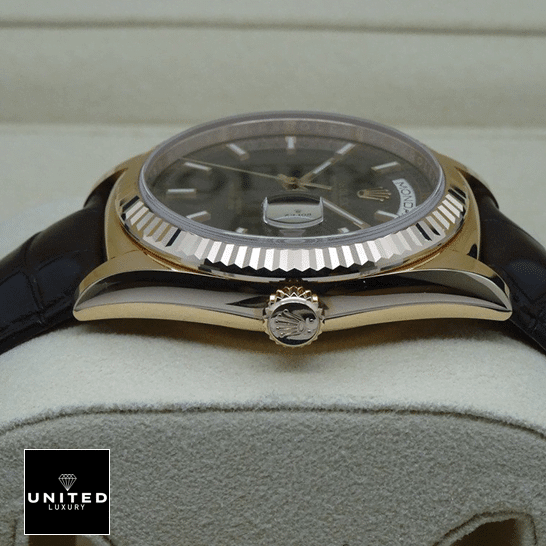 Rolex Day-Date 118135 V5 Brown Dial Replica 9 Rolex Day-Date 118139 Stainless Steel Gold Case Right Side Replica