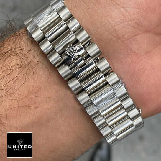 Rolex Presidential Replica 2 Rolex Day Date II Presidential 218239 Silver Jubilee Bracelet on the Rolex logo Replica