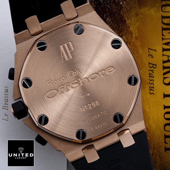 AP Royal Oak Rose Replica 5 Audemars Piguet Royal Oak Offshore Rose Gold Case Replica upside view